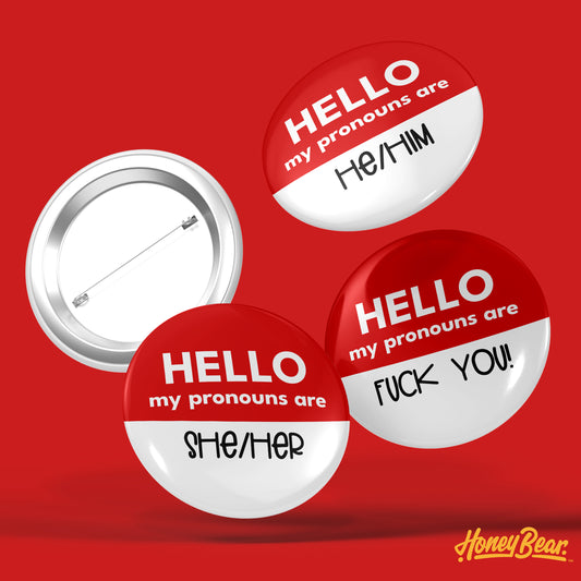 'Hello My Pronouns Are' Solo Pin Back Buttons