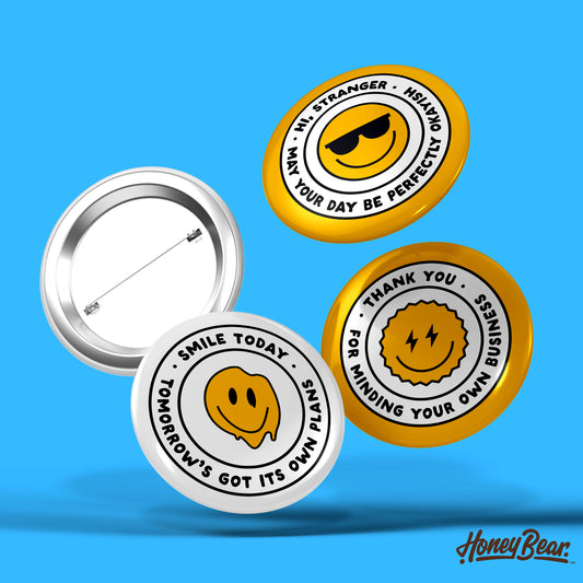 'Pin On a Smile' Pin Back Button Collection