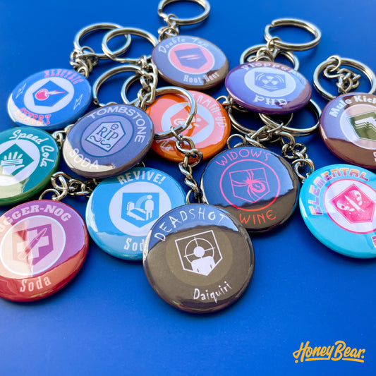 Zombie Perk-Inspired Keychains – Collectible Gaming Accessories