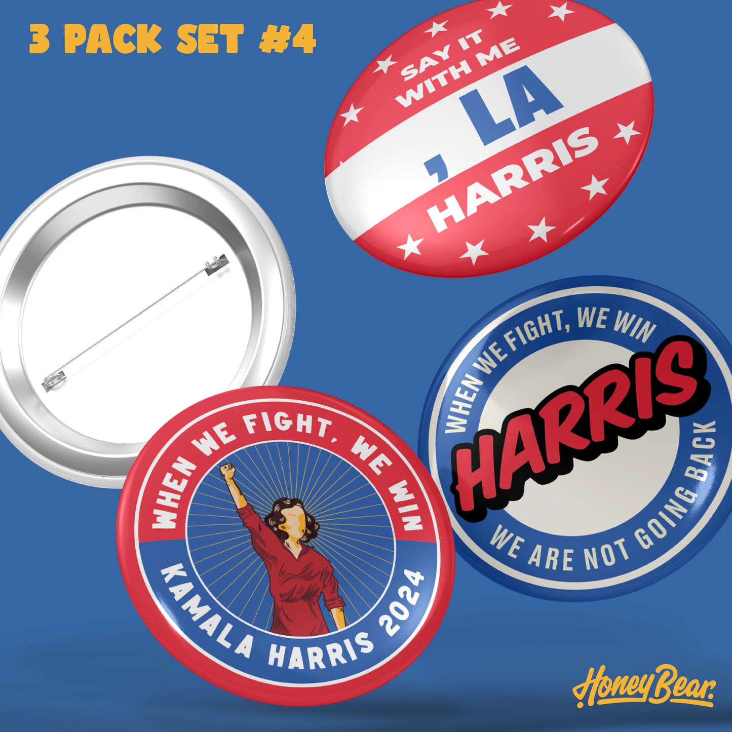 'When We Fight, We Win' Pin Back Button Sets (3-Pack, 6-Pack)