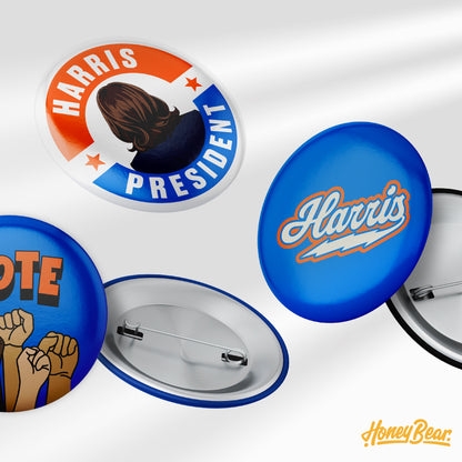 'All In For Kamala' Pin Back Button Sets (3-Pack, 6-Pack)