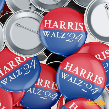 3-Pack or Solo 'Harris/Walz 2024' Pin Back Buttons