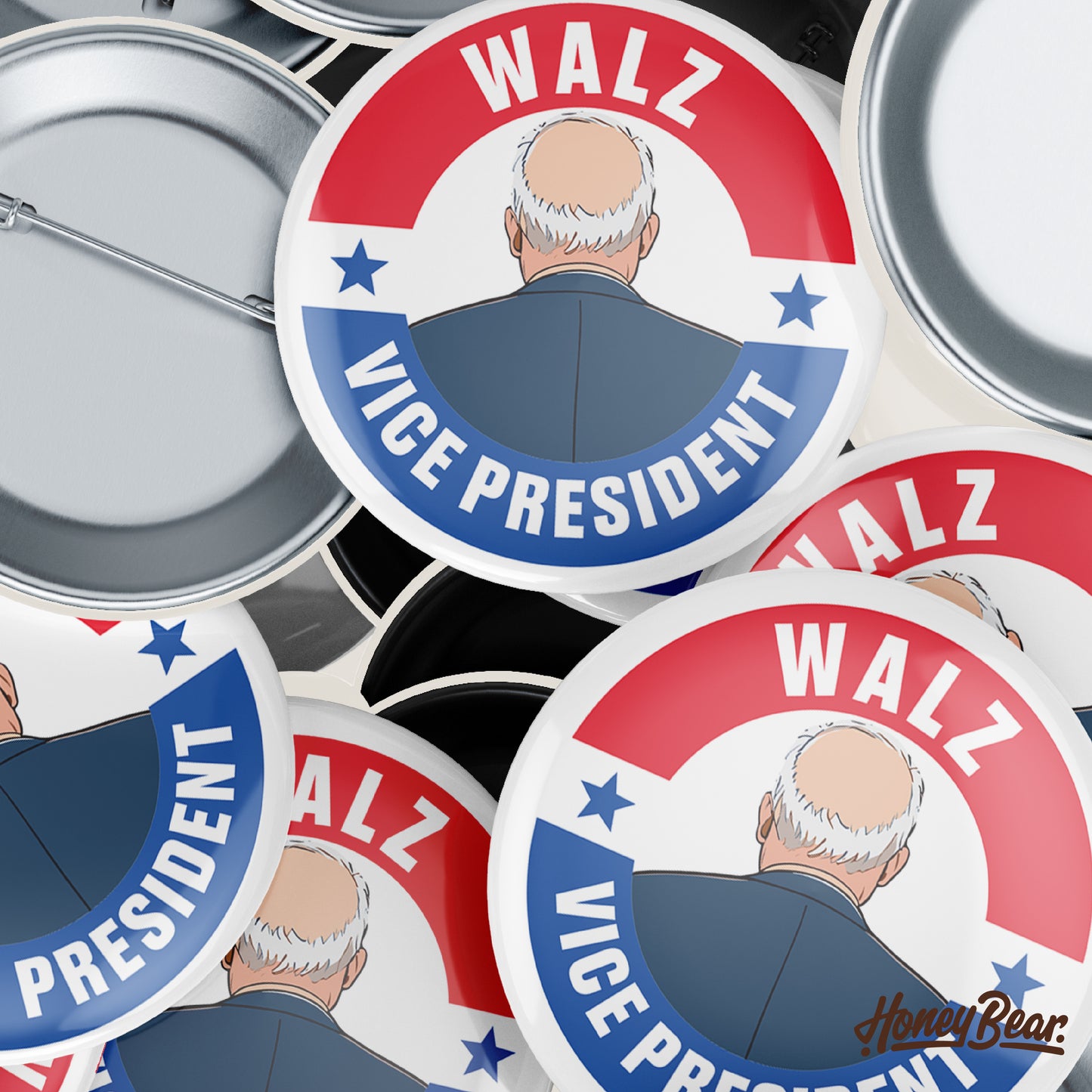 3-Pack or Solo 'Harris/Walz 2024' Pin Back Buttons