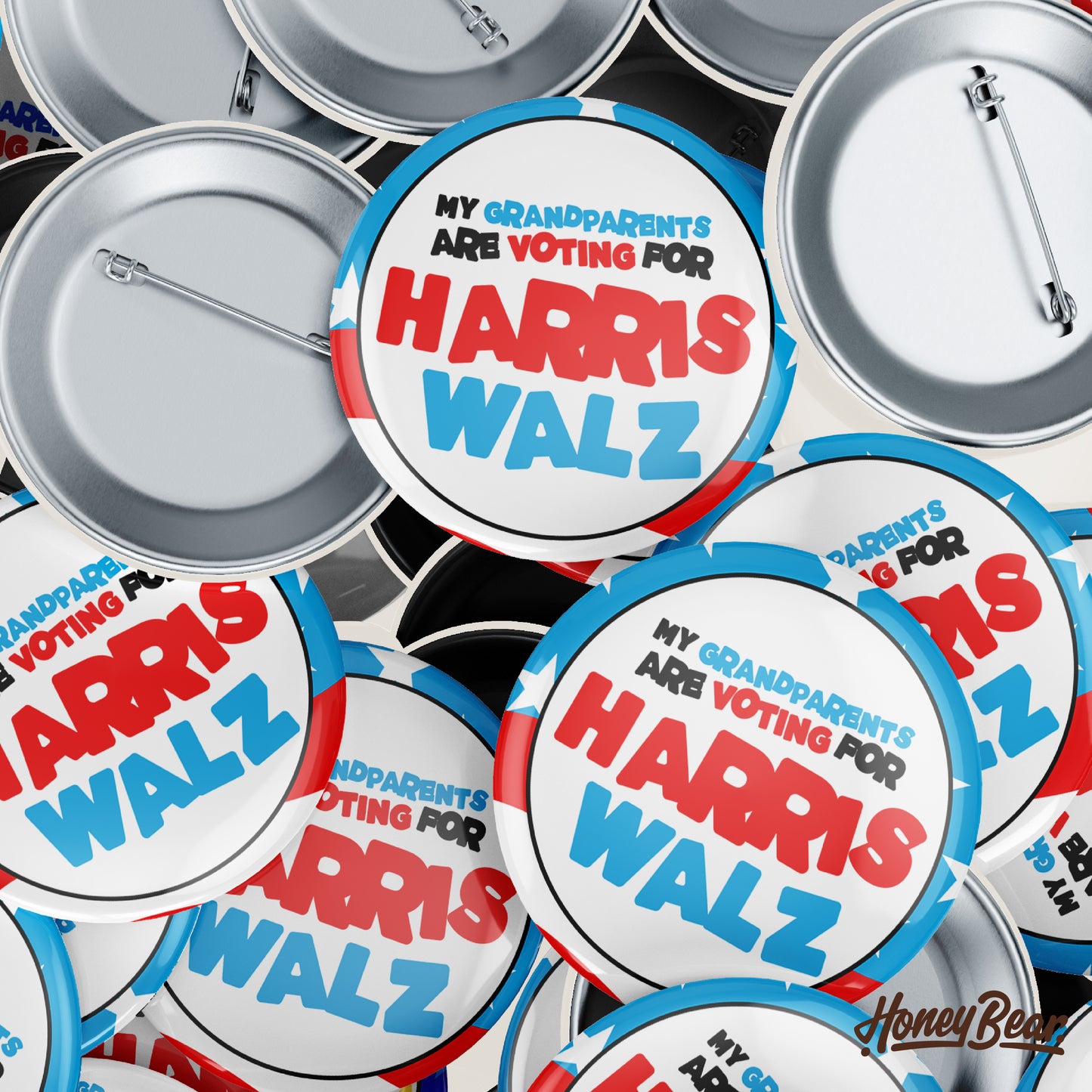 Solo 'Voting For Harris/Walz' Election 2024 Pin Back Buttons