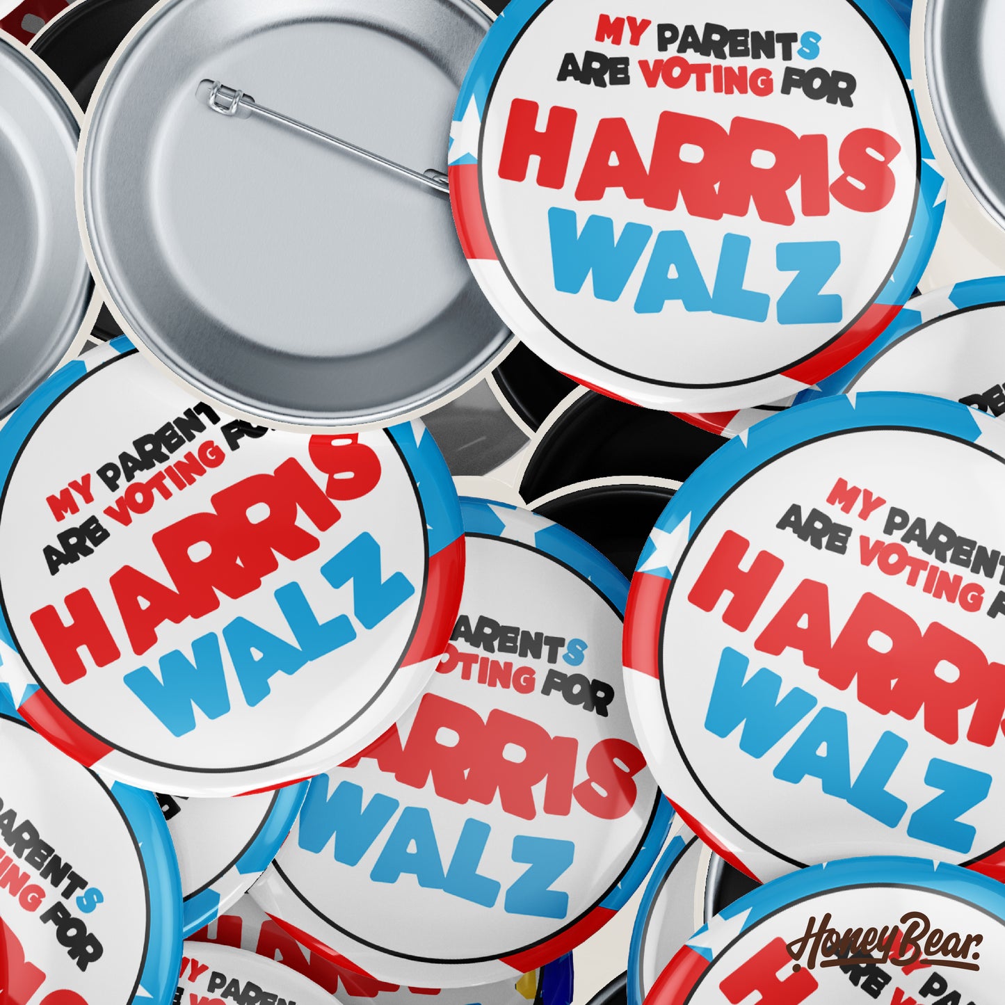 Solo 'Voting For Harris/Walz' Election 2024 Pin Back Buttons