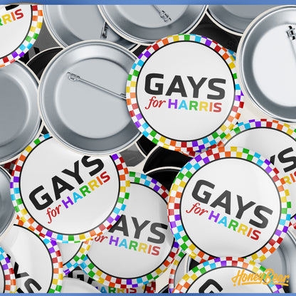 'Vote with Pride' LGBTQ+ Themed Election 2024 Pin Back Buttons