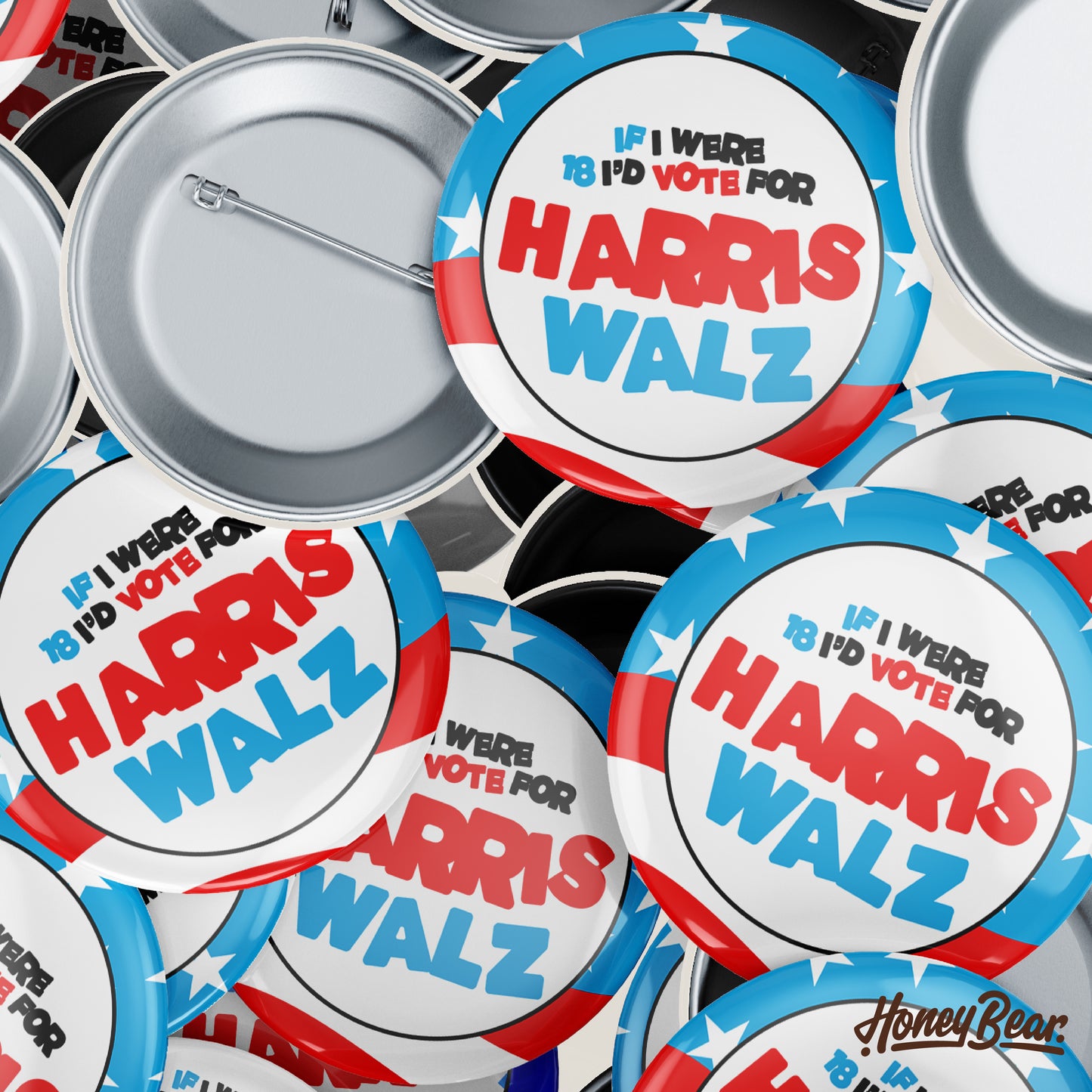 Solo 'Voting For Harris/Walz' Election 2024 Pin Back Buttons