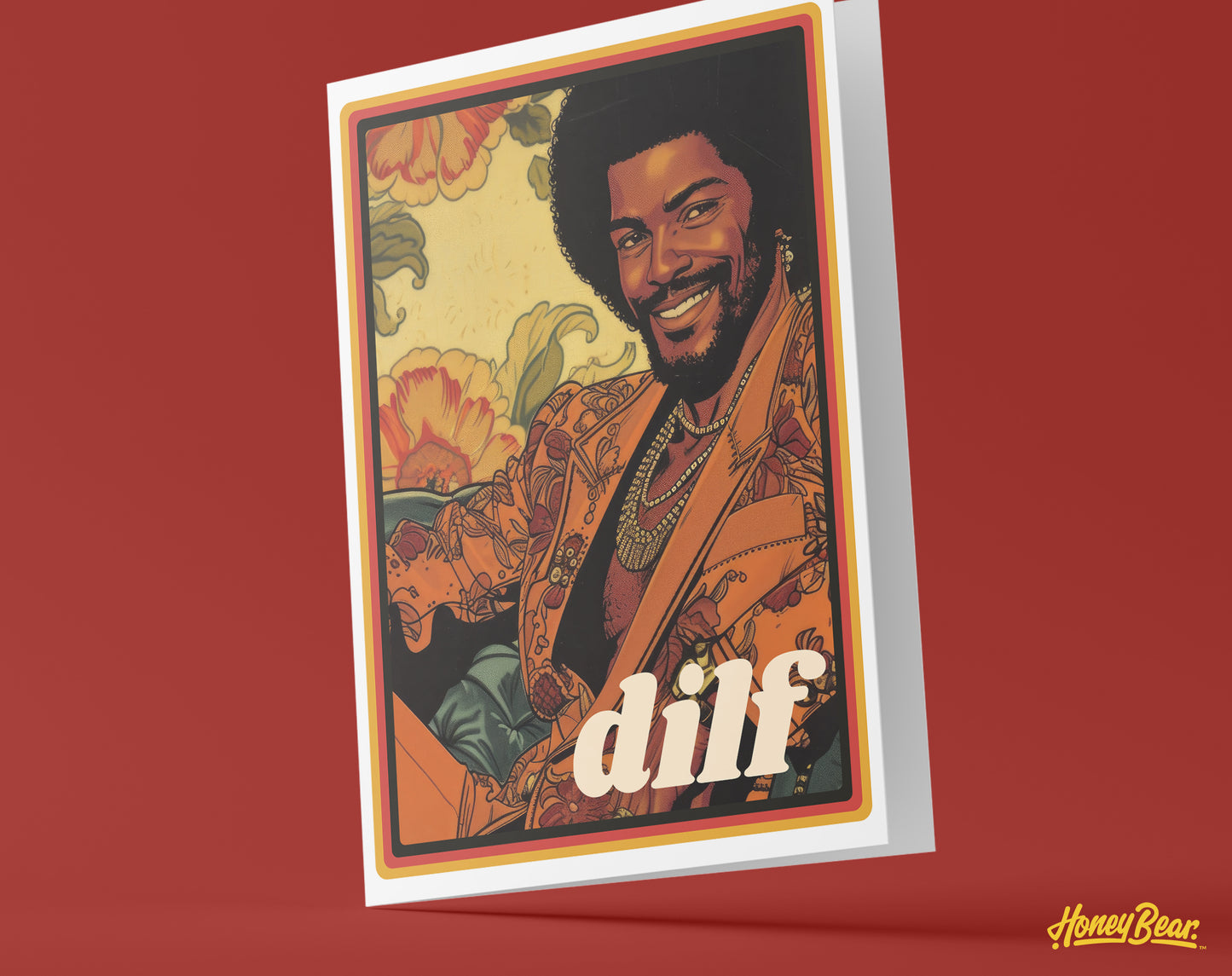 Black Retro 'DILF' Father's Day Greeting Card