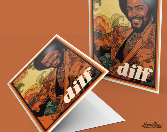 Black Retro 'DILF' Father's Day Greeting Card