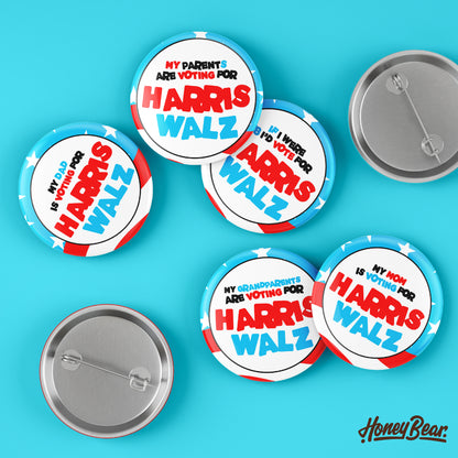 Solo 'Voting For Harris/Walz' Election 2024 Pin Back Buttons