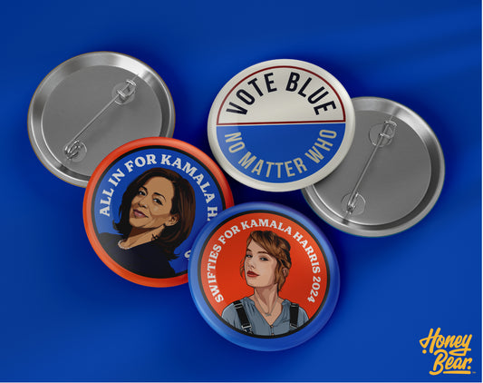 'Swifties for Harris' Pin Back Buttons (3-Pack or Solo)