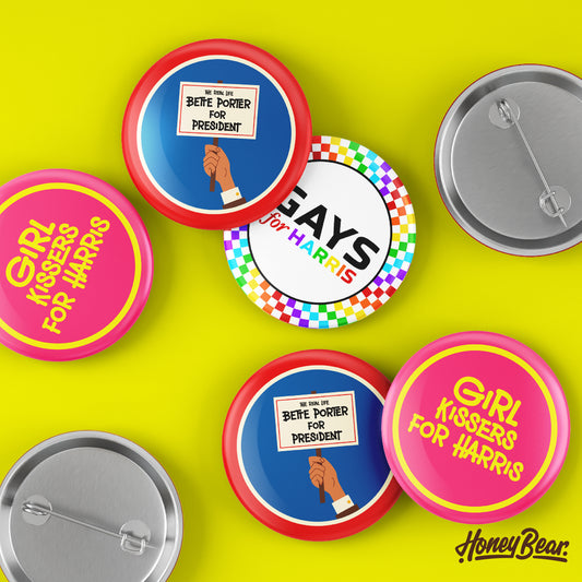 'Vote with Pride' LGBTQ+ Themed Election 2024 Pin Back Buttons