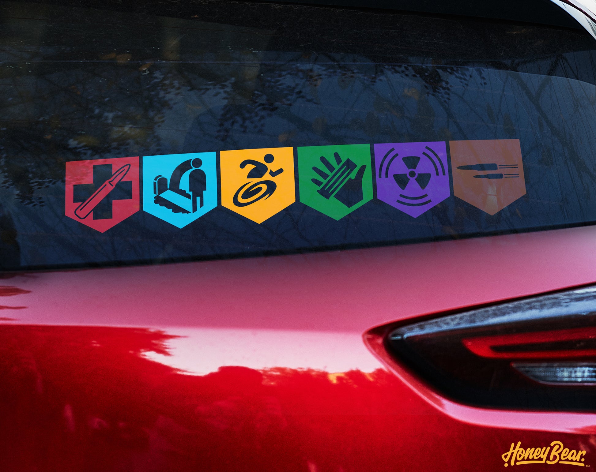 Premium quality vinyl car decals set, featuring a range of designs based on popular zombie game perks.