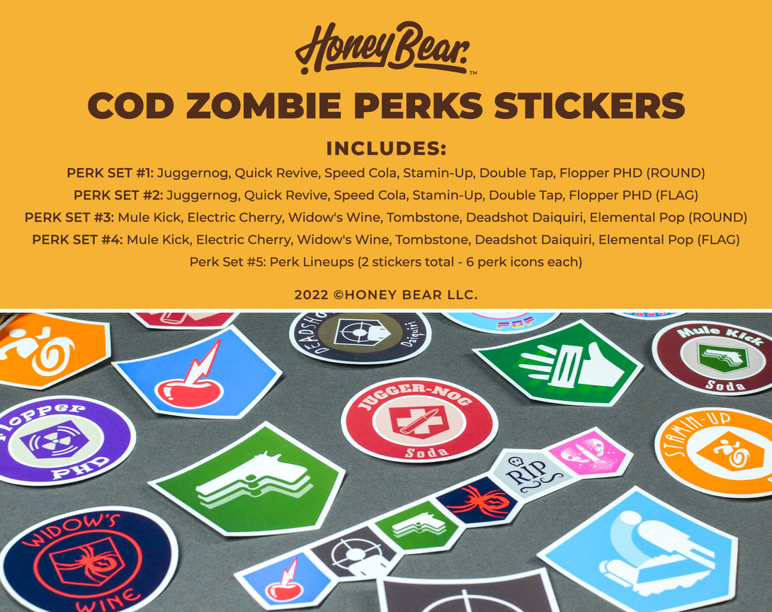 Set of retro-themed vinyl stickers, capturing the essence of zombie gaming strategy and challenges.